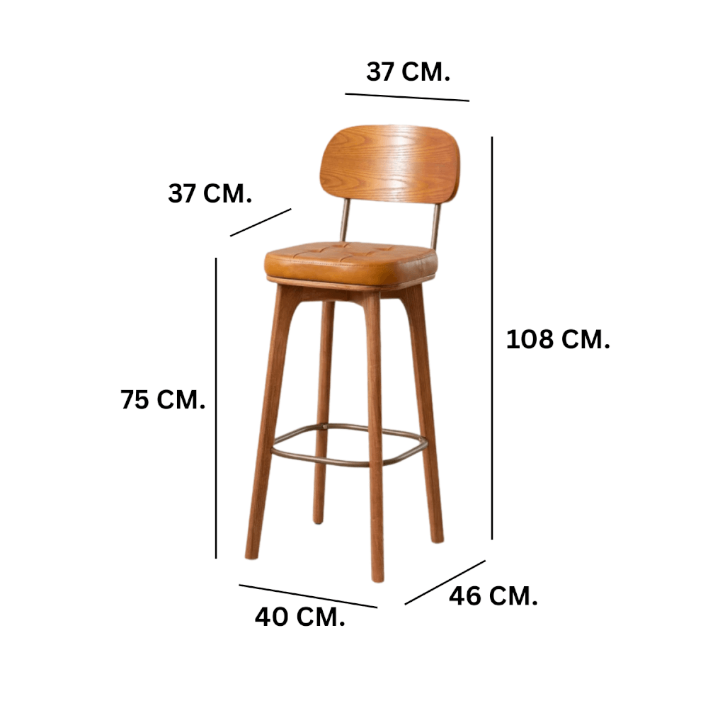 เก้าอี้บาร์ MY DOLLS HOUSE COCO 75 ซม. สีไม้เข้ม เบาะสีน้ำตาล_1